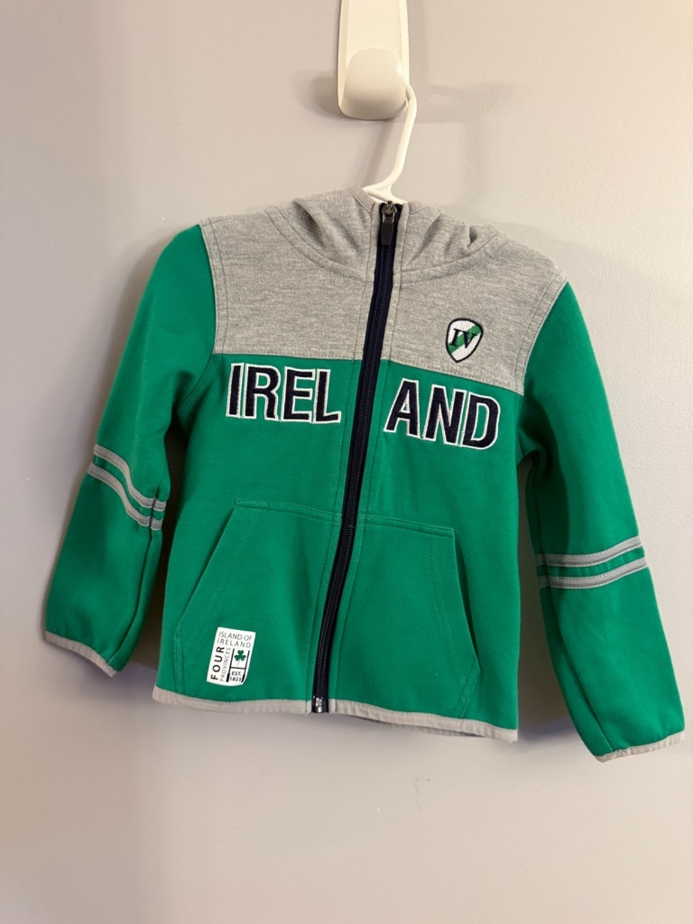Lansdowne Ireland Kids Hoodie Zip Up Green Shamrock Full Zip Jacket Size 3T - Picture 1 of 6